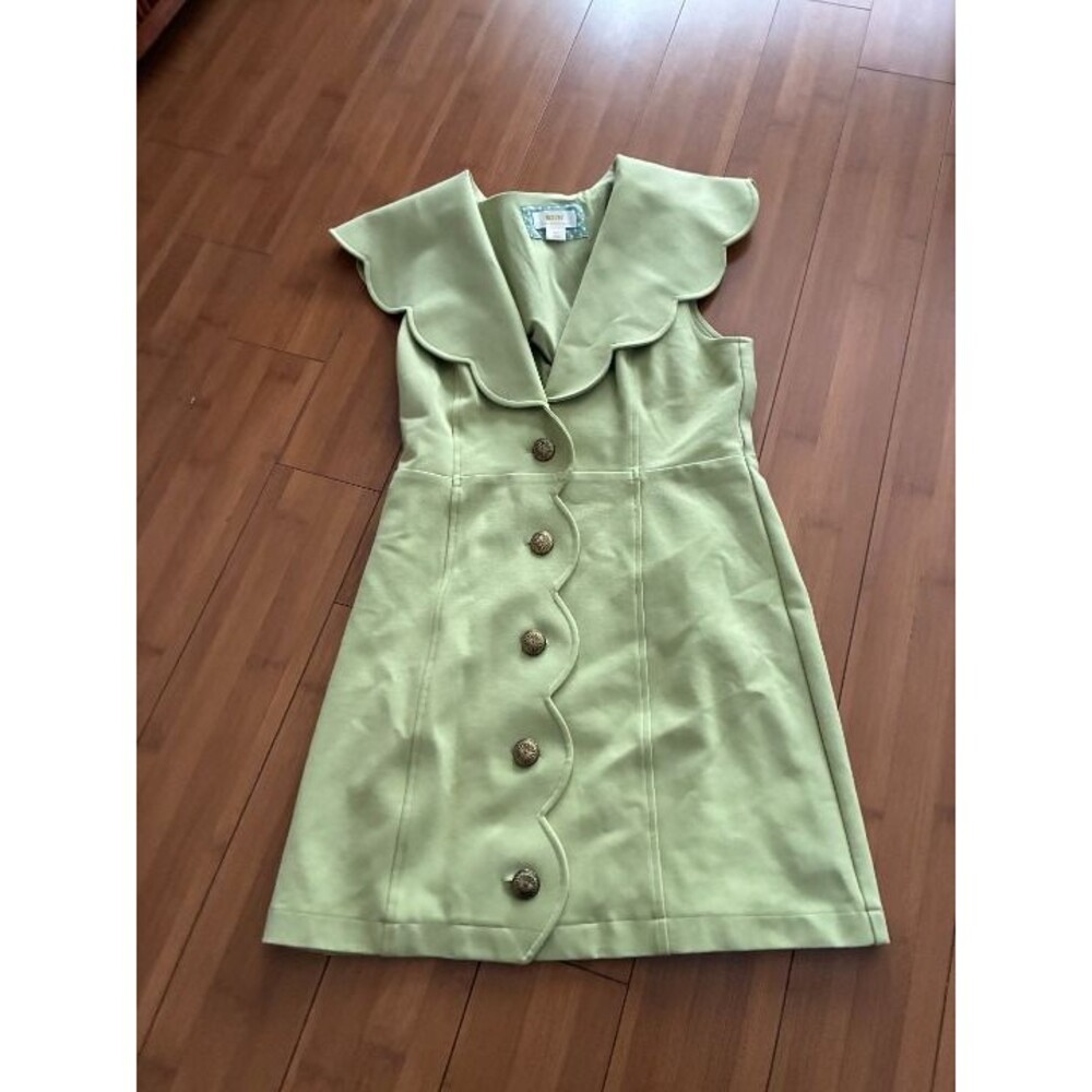 Maeve Anthropologie light green scalloped collar mini dress Medium Petite - Picture 2 of 8